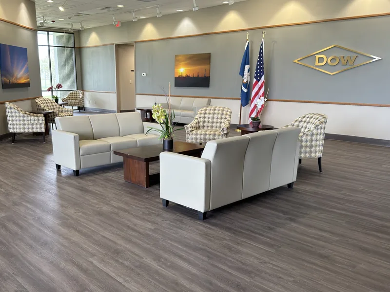 Completed business interior with new flooring and finishes